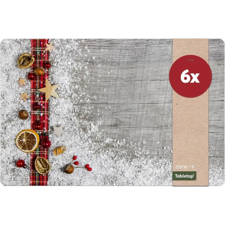 matches21 HOME & HOBBY Platzset Abwaschbare Tischsets 6er Set Weihnachten Deko & Holz, (6-St), Platzsets als Tisch-Untersetzer und Tisch-Deko für Esstisch Teller
