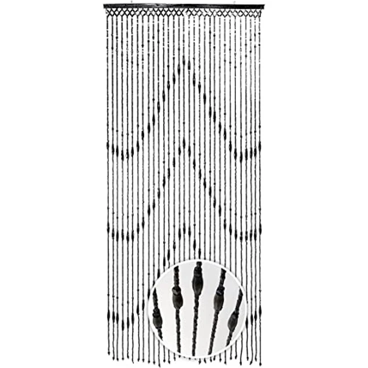 Kobolo Türvorhang Holzperlenvorhang WOOD 200 cm (1 St), Ösen, transparent – Bild 1