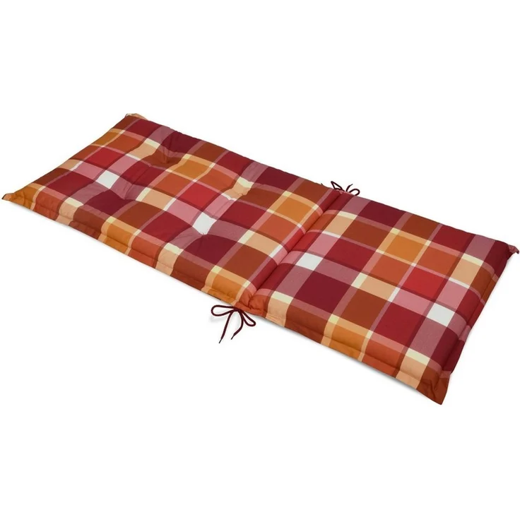 Beautissu Hochlehnerauflage 2er Set Hochlehner Auflagen Set 120x50 cm Polster Rot Kariert, 6cm Dicke Polsterauflage rutschfest UV-Lichtecht 5 Stuhlkissen – Bild 4
