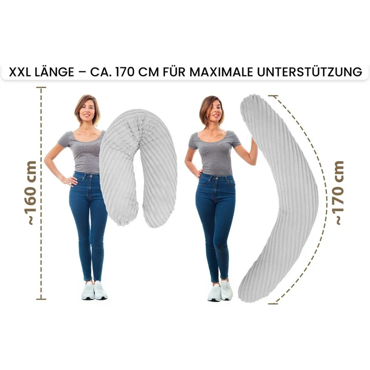 Amilian Stillkissen XXL 170 cm Schwangerschaftskissen Seitenschläferkissen U-Form, mit Bezug, weiche Füllung, geräuscharm, formstabil – Bild 3