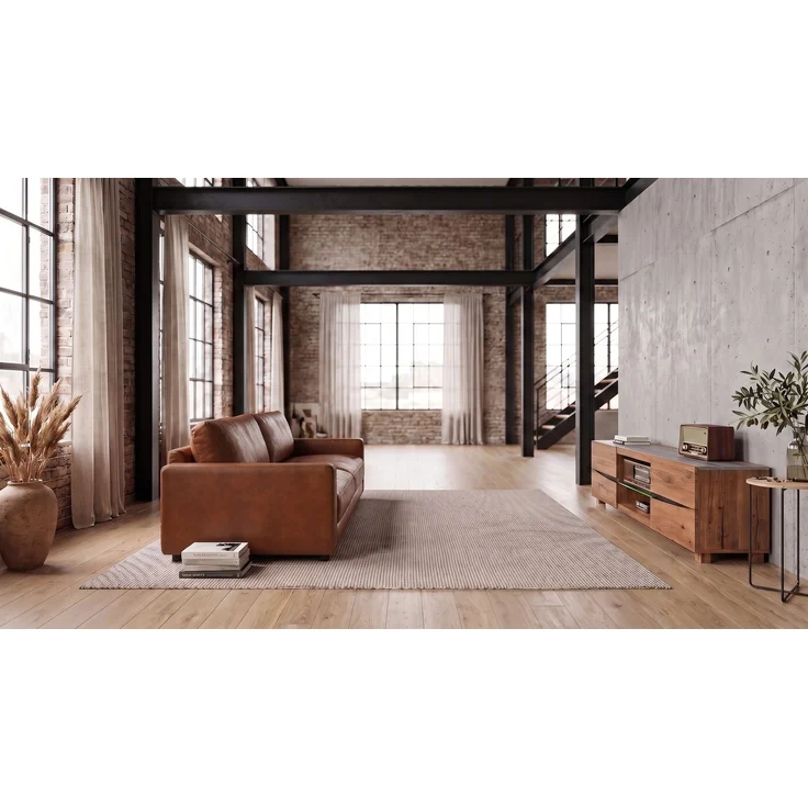 KAWOLA Sofa MARLIN 3-Sitzer Lederfaserstoff cognac 80 x 100 x 262 cm – Bild 5