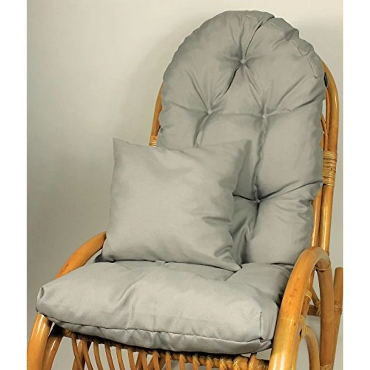 Rattani Polsterauflage Polster für Schaukelstuhl Liegestuhl 130x50x10 cm + Zierkissen 40x40, (Set Schaukelstuhlkissen + Zierkissen), Stoff Uni Living dunkelgrau. Viele weitere Farben lieferbar. – Bild 1