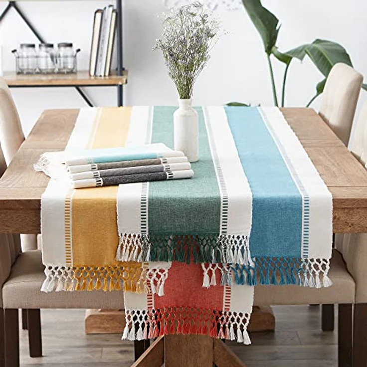 DII Dobby Stripe Woven Table Runner, Baumwolle, Cool Grey, 13x72 – Bild 9