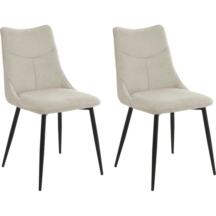 byLIVING Esszimmerstuhl 2er Set Carlo/Webstoff Taupe/Gestell Metall schwarz/Küchenstuhl / 4-Fuß-Stuhl/Polsterstuhl/B 59, H 88, T 47 cm