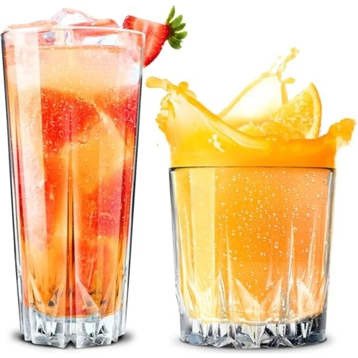 KONZEPT Gläser-Set 12 teilig, Trinkgläser, 6 Longdrinkgläser mit 6 kleine Wassergläser, 12-tlg, ideal als Saftgläser, Cocktailgläser und Kistallgläser für Whisky, Gin