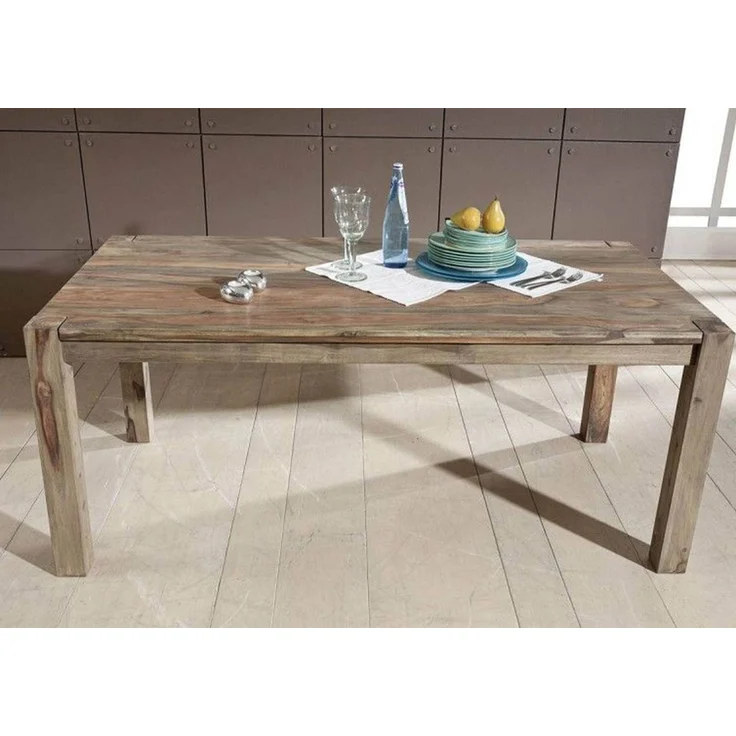 Esstisch Sheesham 120 x 90 x 76 grau geölt NATURE GREY #502 – Bild 4
