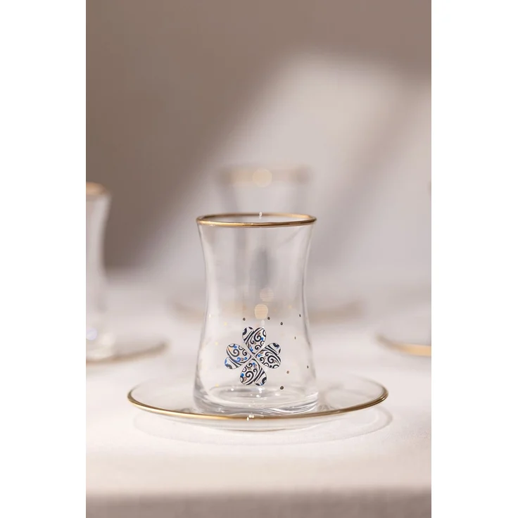 Hermia Concept 'Lucky Charm' Teegläser-Set (12-teilig), Transparent / Gold, 12,6 x 12,6 x 1,5 cm – Bild 4