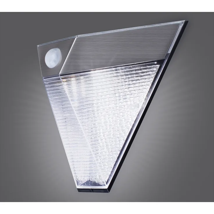 Dreieckige LED Solar Außenleuchte, Bewegungsmelder, Edelstahl, Downlight, IP43