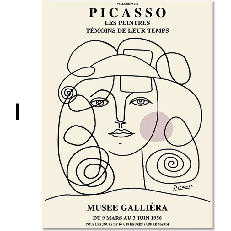 Poster Picasso Matisse Museum Abstrakt Retro Porträt | Bilder Wohnzimmer | Wandbilder Schlafzimmer | Deko Print ohne Rahmen | Bilder - I / 50 x 70 cm