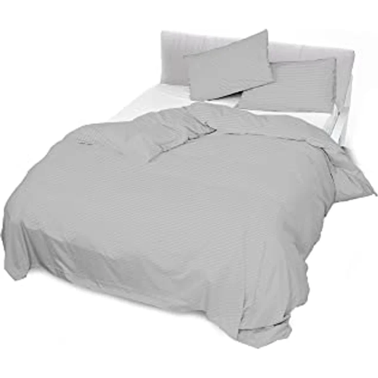 Italian Bed Linen CP-ST-2P Satin Stripes Bettbezug, Doppelte, Grau, Polyester – Bild 3