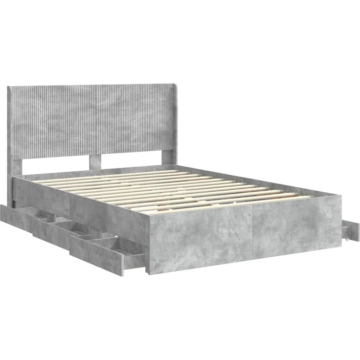 vidaXL Bettgestell mit Stauraum und Kopfteil Betongrau 140 x 200 cm 3413944 – Bild 5