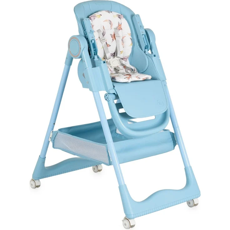 Moni Kinderhochstuhl Surprise faltbar Lätzchen Schüssel Löffel Gabel Räder Korb blau – Bild 2
