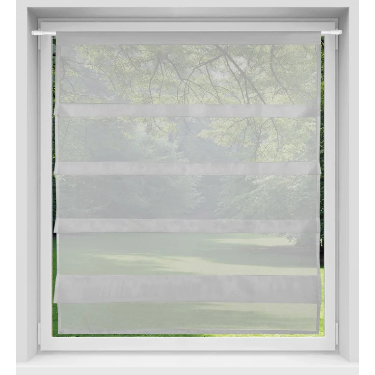 Transparente Bistrogardine Raffoptik mit Stangendurchzug in Voile, schlicht und modern in vielen verschiedenen Farben erhältlich 90 x 110 cm grau - mausgrau – Bild 4