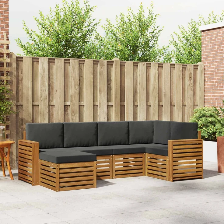 vidaXL Outdoor-Sofagarnitur 6 stk. 5-Sitzer Natur und Anthrazit 3375097 – Bild 1