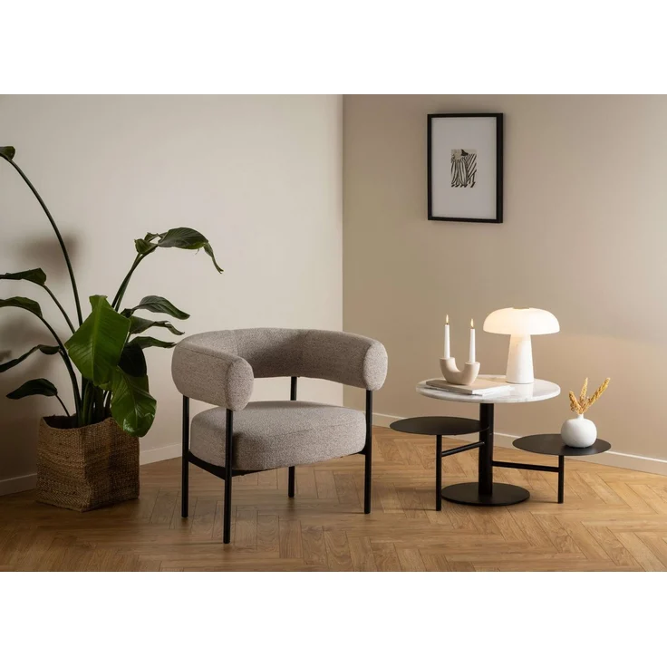 ACTONA GROUP Loungesessel Oakfield Polstersessel, Relaxsessel, Armlehne, beiger Stoff, schwarze Stahlbeine, Taschenfedern, Sitzhöhe: 43,5 cm