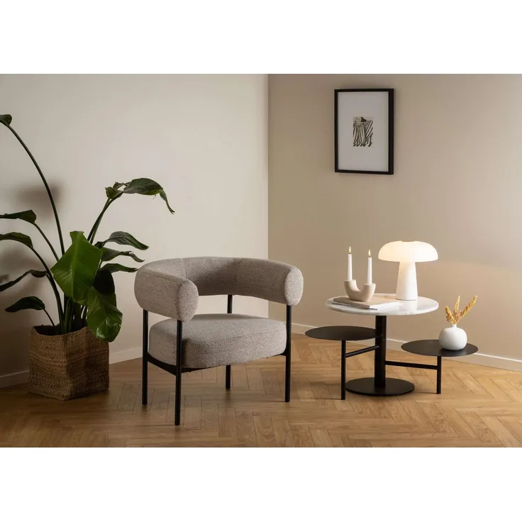 ACTONA GROUP Loungesessel Oakfield Polstersessel, Relaxsessel, Armlehne, beiger Stoff, schwarze Stahlbeine, Taschenfedern, Sitzhöhe: 43,5 cm