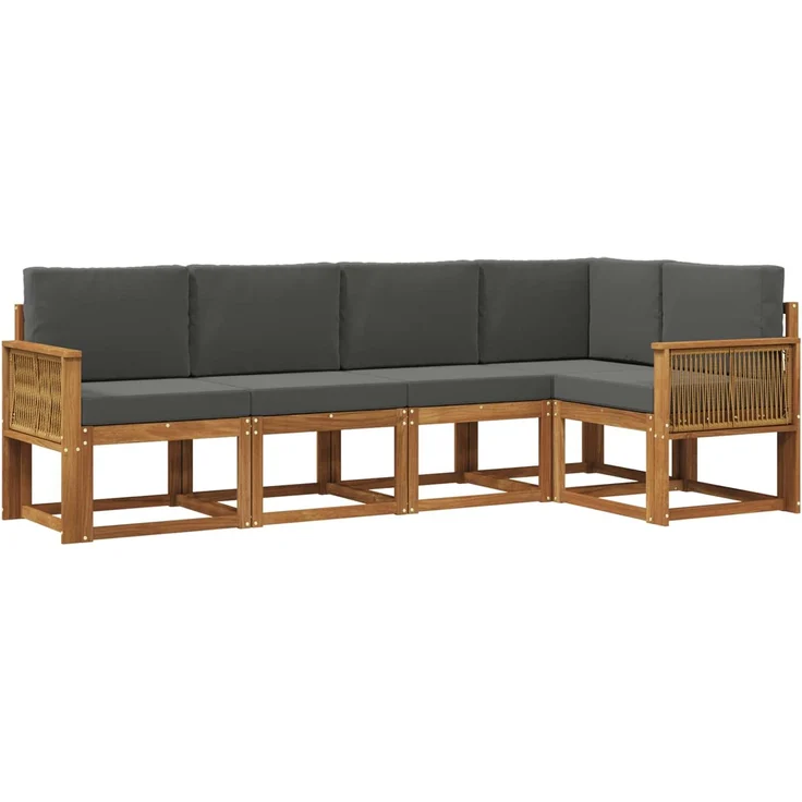 vidaXL Outdoor-Sofagarnitur 5 stk. 5-Sitzer Natur und Anthrazit 3385218 – Bild 2