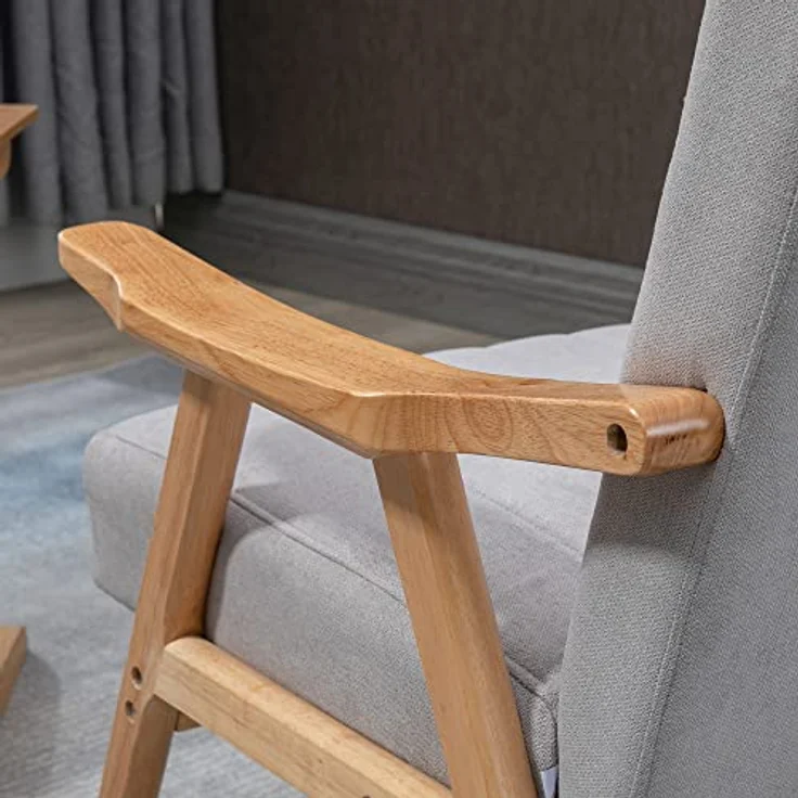 HOMCOM Relaxsessel Polsterstuhl mit Armlehnen in Samtoptik (Loungesessel, 1-St, Ohrensessel), Hellgrau 68 x 74 x 82 cm – Bild 8