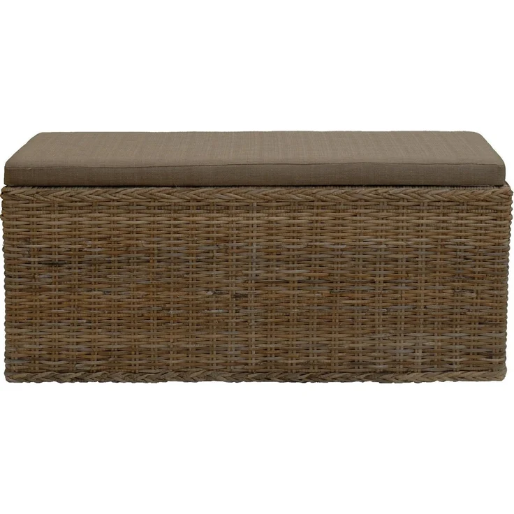 Krines Home Wäschetruhe Breite Sitzbank mit Stauraum Sitztruhe Natur-Rattan Wäschekorb Flur, Sitzbank mit Stauraum – Bild 2