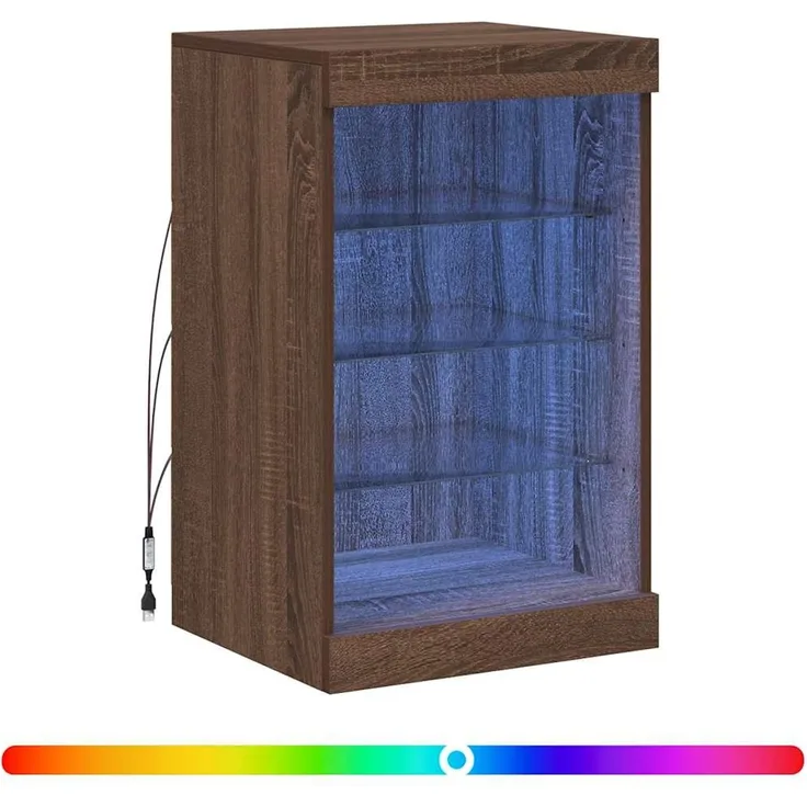 Sideboard, Kommode mit LED-Leuchten Braun Eichen-Optik 41x37x67 cm j1935p
