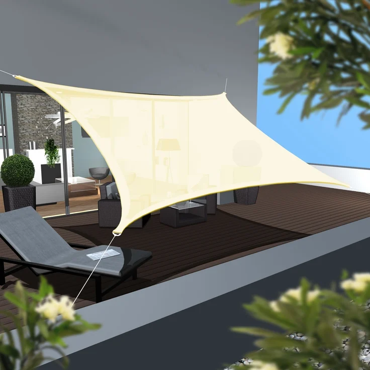 3x5m UV Sonnensegel Sonnenschutz Atmungsaktiv Ivory – Bild 6