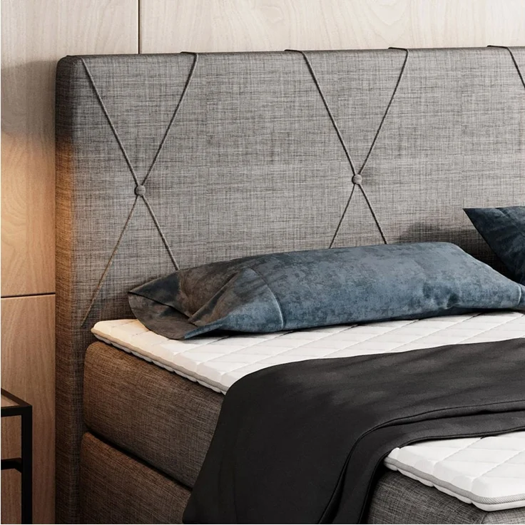 inter Boxspringbett Tokio mit 7 Zonen Taschenfederkernmatratzen inkl. Topper (180x200 cm, Anthrazit mit 7 Zonen Taschenfederkernmatratzen und Topper), Taschenfederkern-Komfort, gepolstertes Kopfteil, inklusive Matratzen – Bild 4