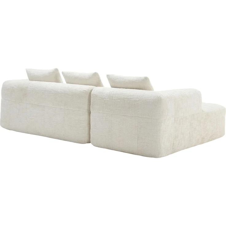DESVIAE Sofa 3-Sitzer mit Chaiselongue und Seitentaschen, 250x60x158 cm, Chenille, Beige – Bild 9