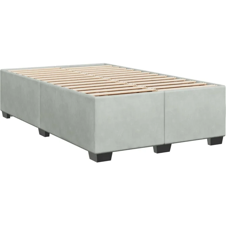 vidaXL Boxspringbett mit Matratze Hellgrau 120x200 cm Samt 3285275 – Bild 5