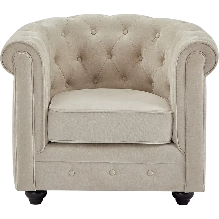 Vente-unique - CHESTERFIELD Sessel Stoff Beige - B 78 cm x H 72 cm x L 82 cm – Bild 2