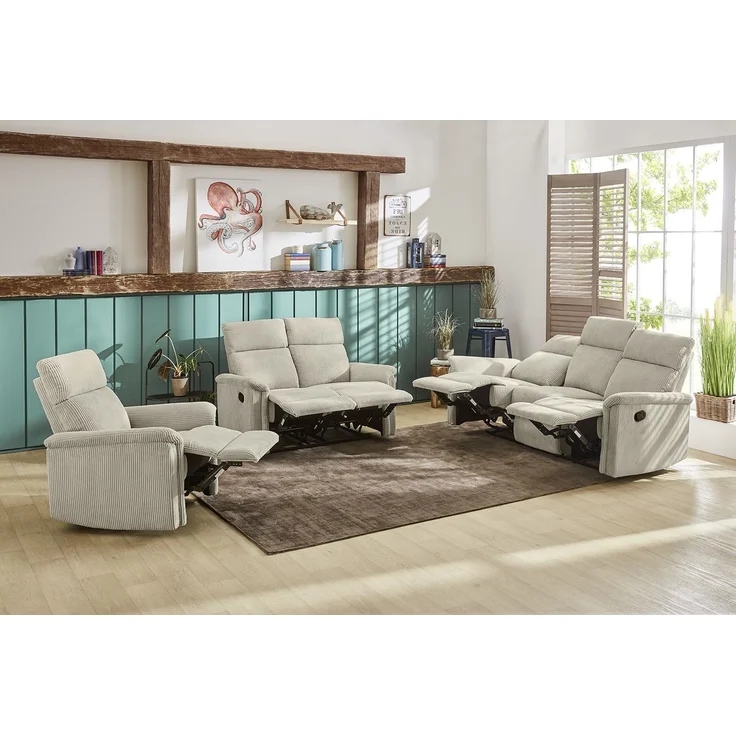 Relax-Fernsehsessel Federkern TV Liegefunktion verstellbar Bezug in Cord Beige – Bild 5