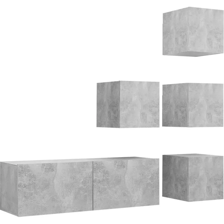 vidaXL 5-tlg. TV-Schrank-Set Betongrau Spanplatte [3079142]