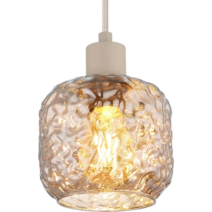 Pendelleuchte, höhenverstellbar, Glas rauchfarben, H 120 cm – Bild 6