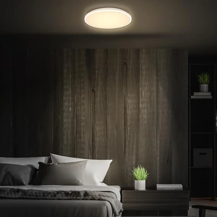 BRILONER - LED Deckenlampe mit Fernbedienung, warmweiß bis kaltweiß, stufenlos dimmbar, LED Lampe, LED Deckenleuchte, Wohnzimmerlampe, Küchenlampe, Deckenbeleuchtung, 33x6 cm, Weiß – Bild 4