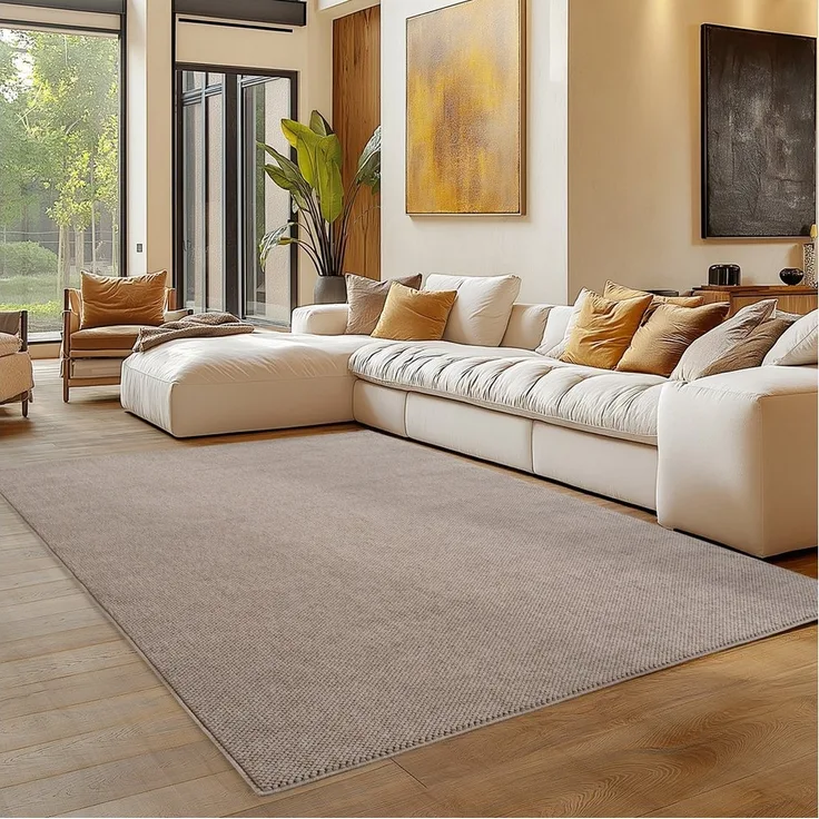 Carpettex Designteppich Einfarbig Boucle Loop, Rund, Höhe: 7 mm, Teppich Wohnzimmer, Schlafzimmer, Gästezimmer