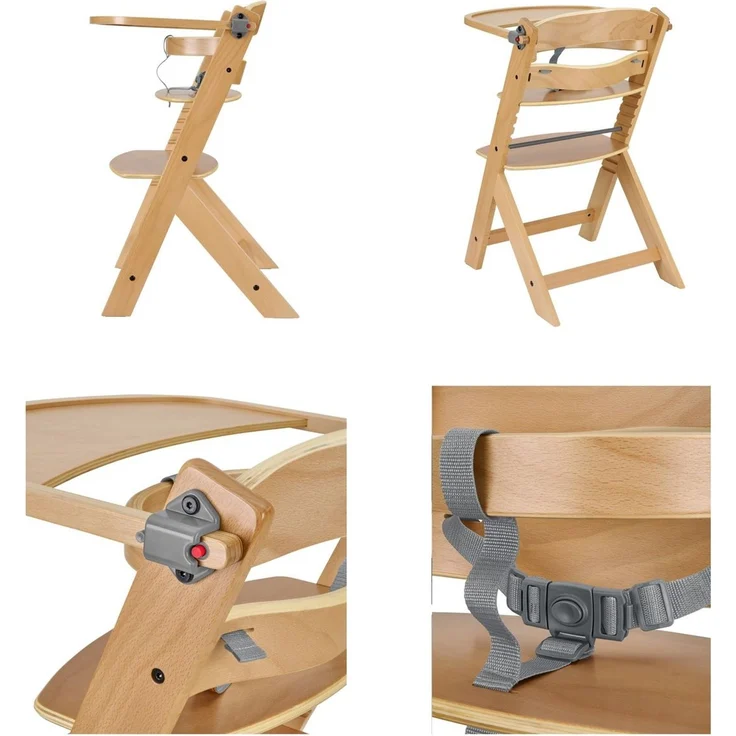 Kikka boo Kinderhochstuhl Nordy Holz Kinderstuhl Fußstütze verstellbarer Sitz braun – Bild 4
