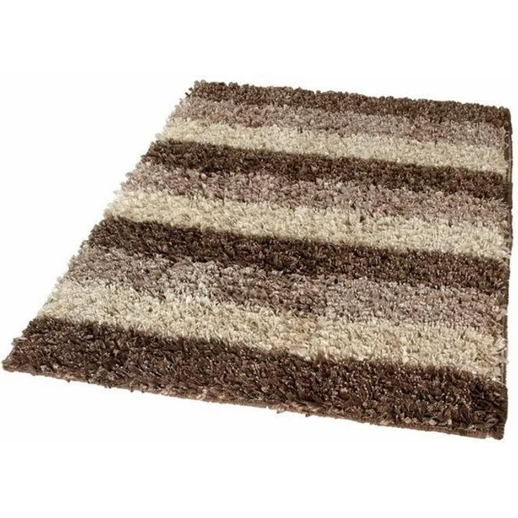 Kleine Wolke Badematte Lounge, Höhe 24 mm, rutschhemmend beschichtet, fußbodenheizungsgeeignet, Baumwolle, Kunstfaser, rechteckig, Badteppich, Fransenflor, gestreift, leichter Glanzeffekt, waschbar – Bild 4