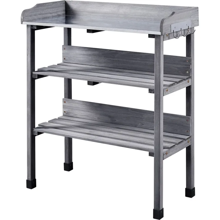 Yaheetech Pflanztisch, wetterfestes Tannenholz, 77 x 37 x 90 cm, Grau