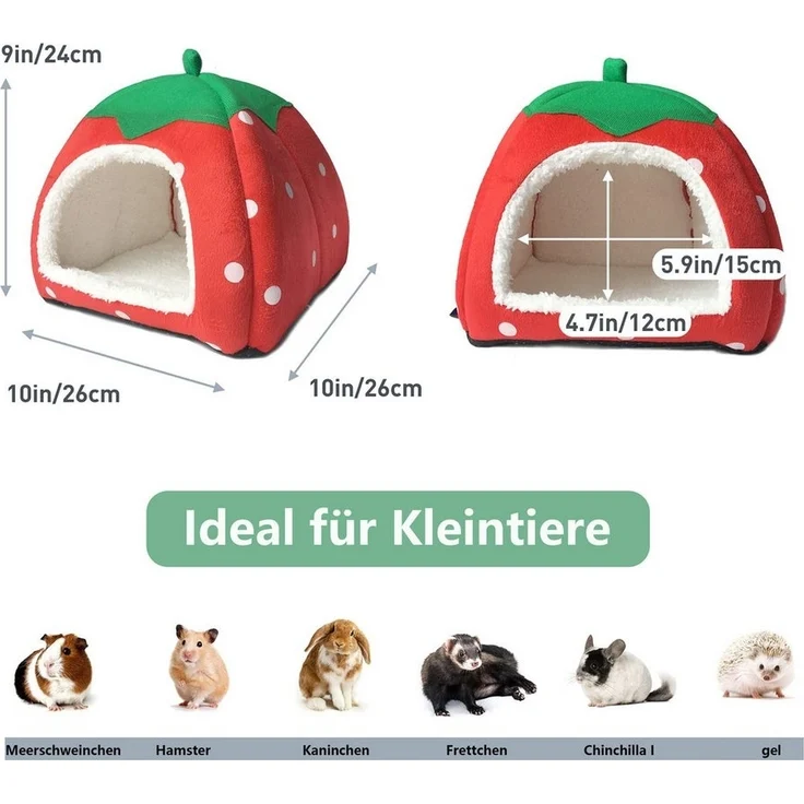 Ledander Tierhaus Meerschweinchenbett, gemütliches Winterhaus für Meerschweinchenzubehör, Meerschweinchenzubehör mit weichen Kissen, für Kaninchen, Kleintiere – Bild 3