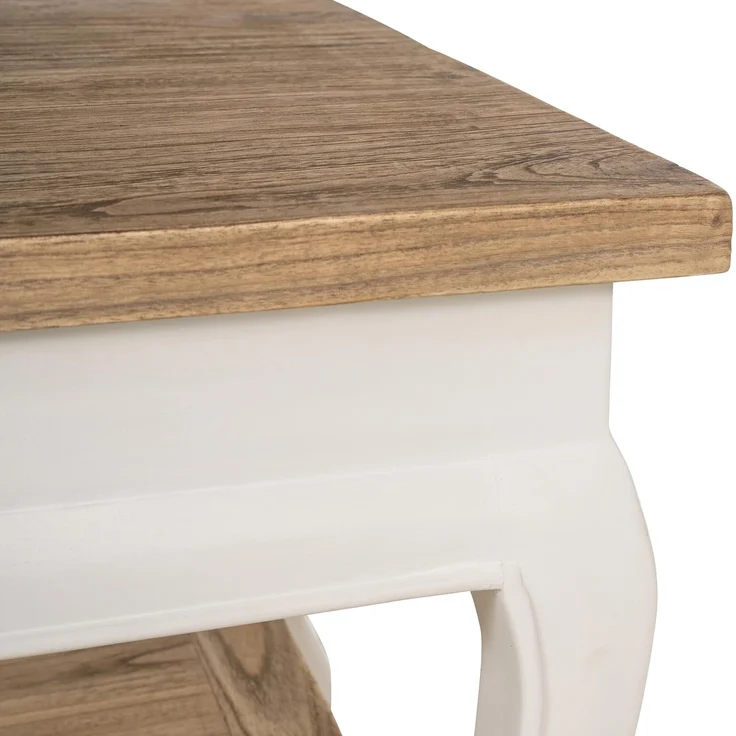 CLP Couchtisch Thordis quadratisch 60 x 60 cm Holz mit 2 Ebenen rustikaler Stil,natura/weiß 60x60 cm – Bild 5