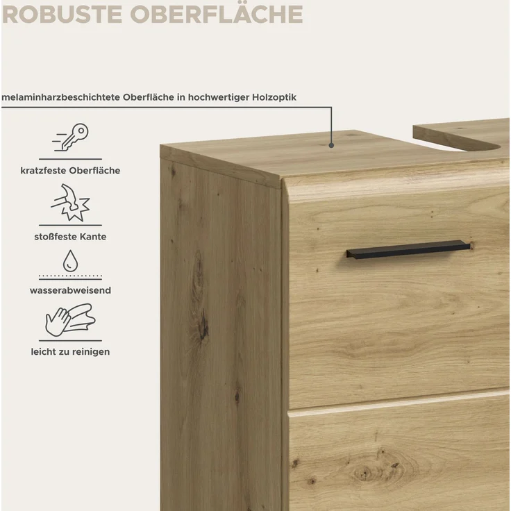 Waschbeckenunterschrank (B/H/T: 60x54x30 cm) in Artisan Oak Nachbildung und Artisan Oak Nachbildung – Bild 9
