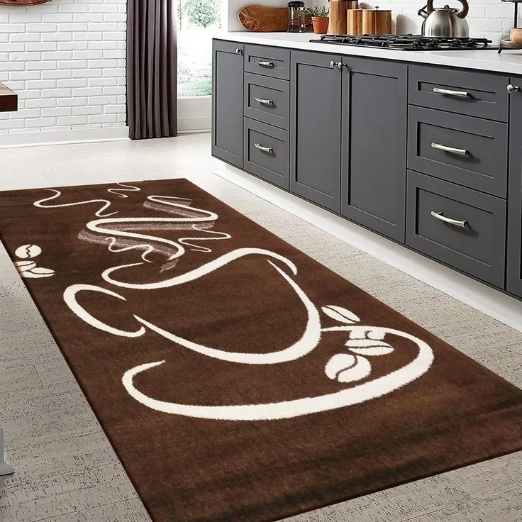 Vimoda Küchenläufer Kaffee Tasse Muster in Braun, Rechteckig, Höhe: 5 mm, Cappuccino,Kaffee, Tasse, Küche, Esszimmer, Flur – Bild 2
