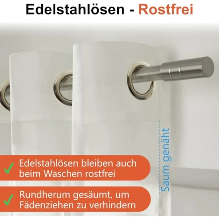 2er Set Ösenvorhang Voile 245 cm weiß transparent - Farbe: Weiss – Bild 4