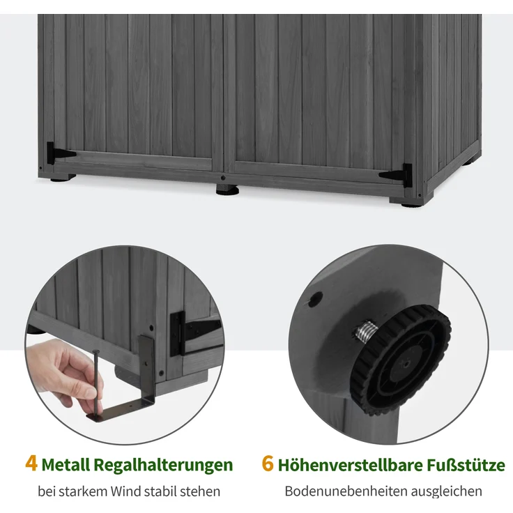 M MCombo Gartenschrank Gartenhaus Holz Outdoor Wetterfest , 0912EY(grau) – Bild 5
