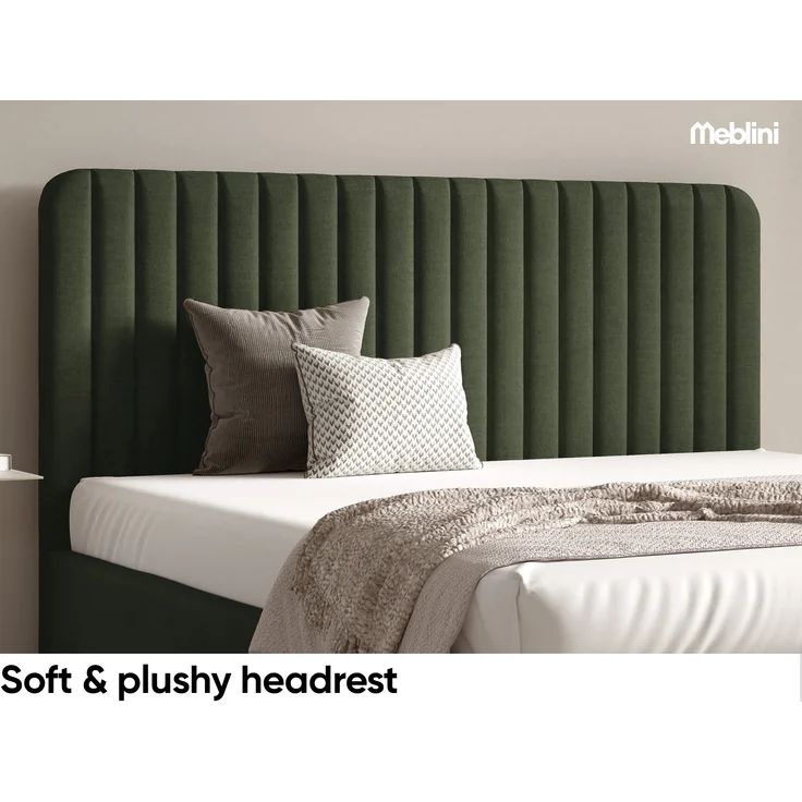 MEBLINI Polsterbett 140x200 mit Lattenrost ohne Matratze – BRIATORE – Grün Samt – Doppelbett mit Bettkasten - Stauraumbett - Kopfteil Bett mit Stauraum – Bild 4