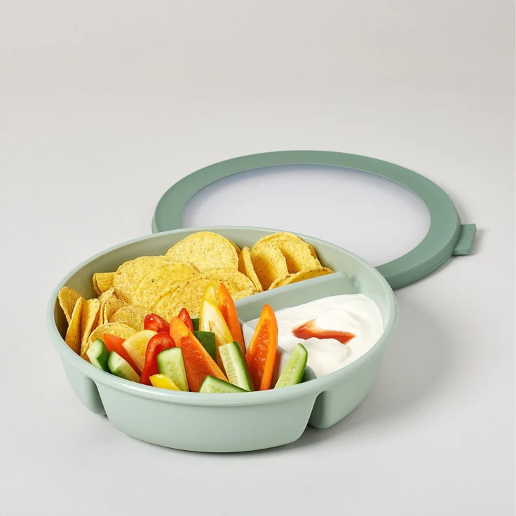 Mepal | Bento-Schüssel Starter-Set | inkl. Mikrowellendeckel | Multischale mit 3 Fächern | rund Cirqula | Frischhaltedose luftdicht | Meal-Prep-Boxen & Vorratsdosen | Nordic White – Bild 5