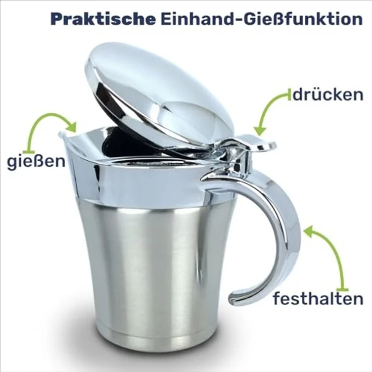 Thermo-Sauciere Einhand Soßenkanne mit ca. 400 ml aus Edelstahl – Bild 2