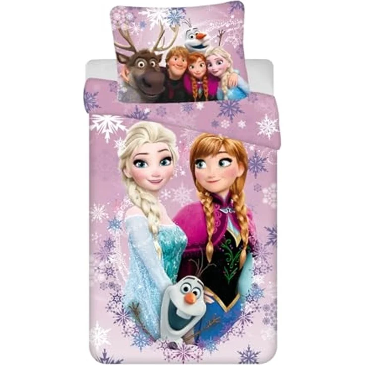 Disney Frozen Bettwäsche-Set 140x200 cm + 70x90 cm aus 100% Baumwolle mit Reißverschluss – Bild 1