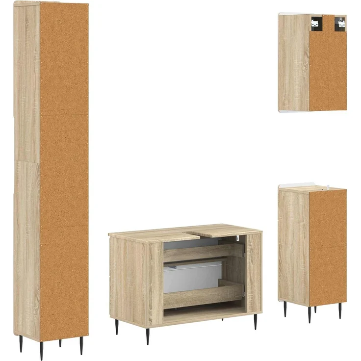 vidaXL 4-teiliges Badezimmer-Schrank-Set ZWOLLE Sonoma-Eiche 3417920 – Bild 7