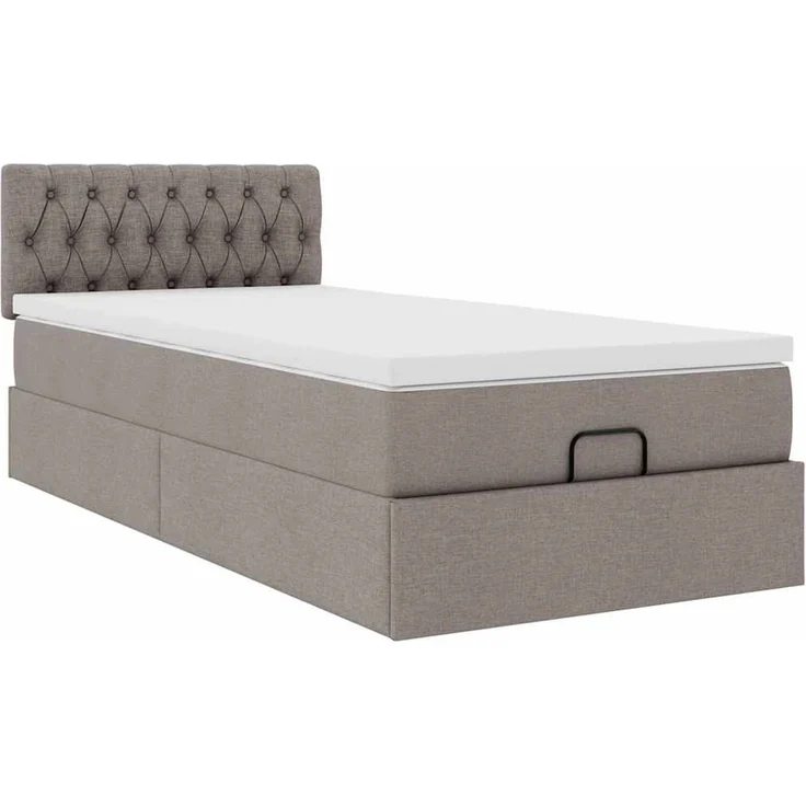vidaXL Ottoman-Bett mit Matratze Taupe 90x200 cm Stoff 3311515 – Bild 4