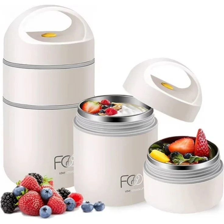 POPOLIC Thermobehälter Edelstahl Thermobehälter für Essen 680ml, Tragbare Frühstücksbox, (auslaufsicher, hitzebeständig, bruchsicher, robust), Essensbehälter für unterwegs – Bild 1